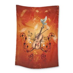 Violin With Violin Bow And Dove Small Tapestry by FantasyWorld7