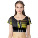 Abstract Multicolor Vectors Flow Lines Graphics Short Sleeve Crop Top View1