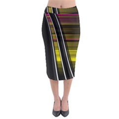 Abstract Multicolor Vectors Flow Lines Graphics Midi Pencil Skirt by Sapixe