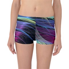 Abstract Satin Reversible Boyleg Bikini Bottoms by Sapixe