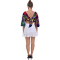 Abstract Digital Art Tie Back Butterfly Sleeve Chiffon Top View2
