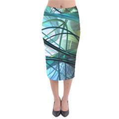 Abstract Velvet Midi Pencil Skirt by Sapixe