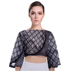 Architecture Roof Structure Modern Tie Back Butterfly Sleeve Chiffon Top by Sapixe