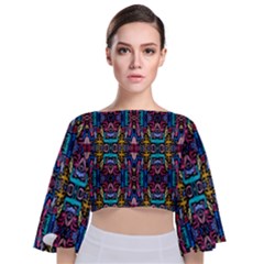 Colorful-23 1 Tie Back Butterfly Sleeve Chiffon Top by ArtworkByPatrick
