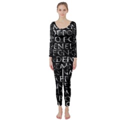 Antique Roman Typographic Pattern Long Sleeve Catsuit by dflcprints