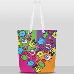 Cartoon Pattern Full Print Rope Handle Tote (small) by Sapixe