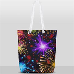 Celebration Fireworks In Red Blue Yellow And Green Color Full Print Rope Handle Tote (small) by Sapixe