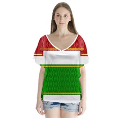 Christmas Banners Clipart V-neck Flutter Sleeve Top by Sapixe