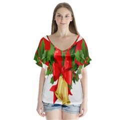 Christmas Clip Art Banners Clipart Best V-neck Flutter Sleeve Top by Sapixe