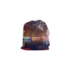 Christmas Night In Dubai Holidays City Skyscrapers At Night The Sky Fireworks Uae Drawstring Pouches (xs)  by Sapixe