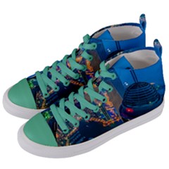 City Dubai Photograph From The Top Of Skyscrapers United Arab Emirates Women s Mid-top Canvas Sneakers by Sapixe