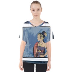 Java Indonesia Girl Headpiece V-neck Dolman Drape Top by Nexatart