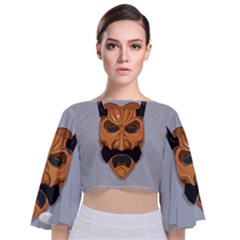 Mask India South Culture Tie Back Butterfly Sleeve Chiffon Top by Nexatart