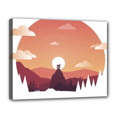 Design Art Hill Hut Landscape Canvas 14  X 11  by Nexatart