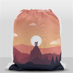 Design Art Hill Hut Landscape Drawstring Bag (small) by Nexatart