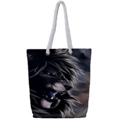 Angry Lion Digital Art Hd Full Print Rope Handle Tote (small) by Nexatart