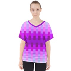 Geometric Cubes Pink Purple Blue V-neck Dolman Drape Top by Nexatart