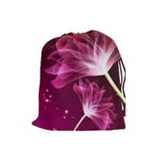 Drawing Flowers Lotus Drawstring Pouches (large)  by Sapixe