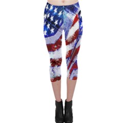 Flag Usa United States Of America Images Independence Day Capri Leggings  by Sapixe