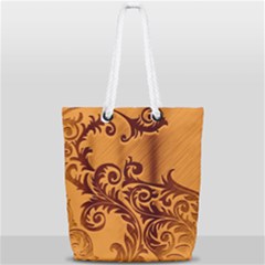 Floral Vintage Full Print Rope Handle Tote (small) by Sapixe