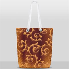Floral Vintage Full Print Rope Handle Tote (small) by Sapixe