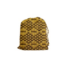 Golden Pattern Fabric Drawstring Pouches (small)  by Sapixe
