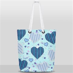 Hearts Pattern Paper Wallpaper Full Print Rope Handle Tote (small) by Sapixe
