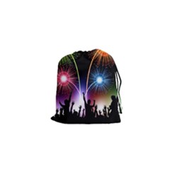Happy New Year 2017 Celebration Animated 3d Drawstring Pouches (xs)  by Sapixe