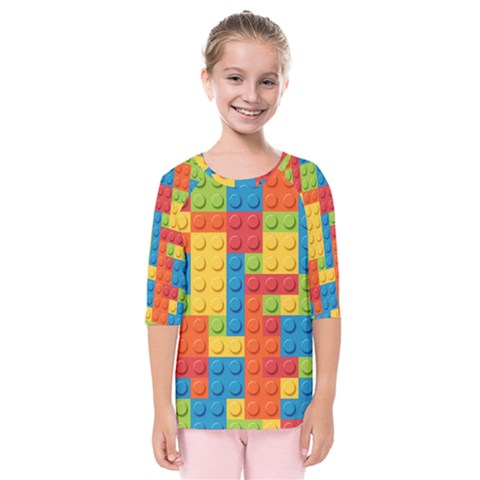 Lego Bricks Pattern Kids  Quarter Sleeve Raglan Tee by Sapixe