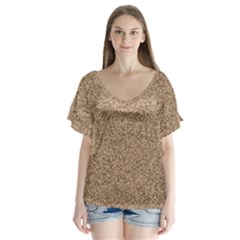 Mosaic Pattern Background V-neck Flutter Sleeve Top by Sapixe