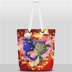 Ove Hearts Cute Valentine Dragon Full Print Rope Handle Tote (small) by Sapixe