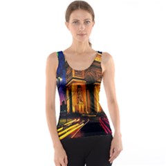 Paris Cityscapes Lights Multicolor France Tank Top by Sapixe