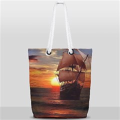 Pirate Ship Full Print Rope Handle Tote (small) by Sapixe
