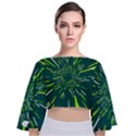 Space Trip 5 Tie Back Butterfly Sleeve Chiffon Top View1