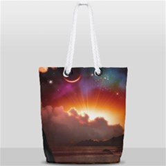 Red Fantasy Full Print Rope Handle Tote (small) by Sapixe