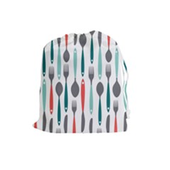 Spoon Fork Knife Pattern Drawstring Pouches (large)  by Sapixe