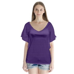 Cosmic Flowers Tiles V-neck Flutter Sleeve Top by jumpercat