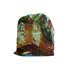 Dscf3179 - Royal Marine And Stone Lions Drawstring Pouches (large)  by bestdesignintheworld