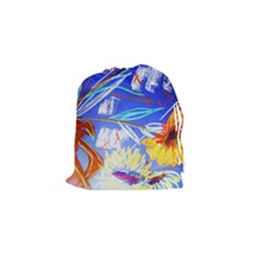 Dscf1385 - Sunflowers In Ceramic Jur Drawstring Pouches (small)  by bestdesignintheworld