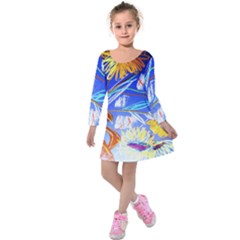 Dscf1385 - Sunflowers In Ceramic Jur Kids  Long Sleeve Velvet Dress by bestdesignintheworld