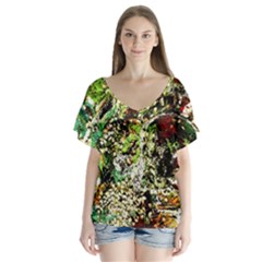 April   Birds Of Paradise 5 V-neck Flutter Sleeve Top by bestdesignintheworld