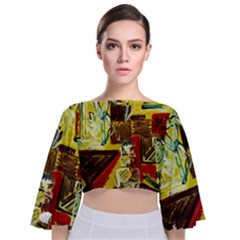Dscf1482 - Ancient Geomenty Tie Back Butterfly Sleeve Chiffon Top by bestdesignintheworld