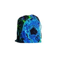 Dscf1604 - Lady In Blue Kimono Drawstring Pouches (small)  by bestdesignintheworld