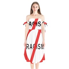 No Racism Shoulder Tie Bardot Midi Dress by demongstore