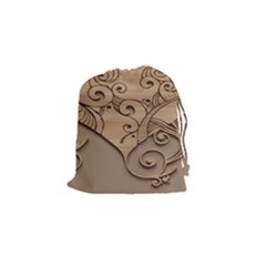 Wood Sculpt Carved Background Drawstring Pouches (small)  by Sapixe