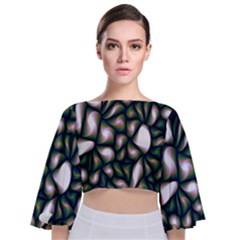 Fuzzy Abstract Art Urban Fragments Tie Back Butterfly Sleeve Chiffon Top by Sapixe