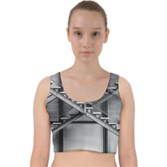 Architecture Stairs Steel Abstract Velvet Racer Back Crop Top by Sapixe
