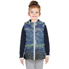 The Starry Night  Kid s Hooded Puffer Vest by Valentinaart