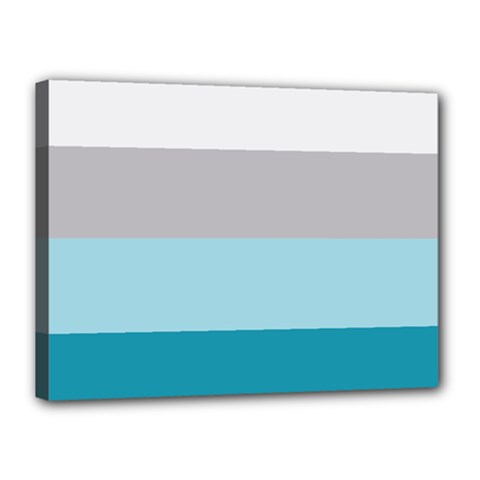 Blue Gray Striped Pattern Horizontal Stripes Canvas 16  X 12  by yoursparklingshop