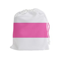 Horizontal Pink White Stripe Pattern Striped Drawstring Pouches (extra Large) by yoursparklingshop